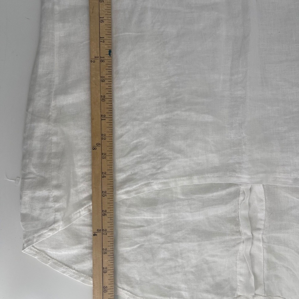 TERZO MILLENNIO Women White Linen Button Front Shirt Top Size S Made in Italy - Picture 7 of 8